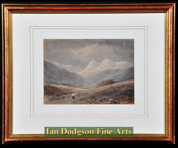 Edward Tucker snr - Snow capped Langdale Pikes Watercolour (c1860)