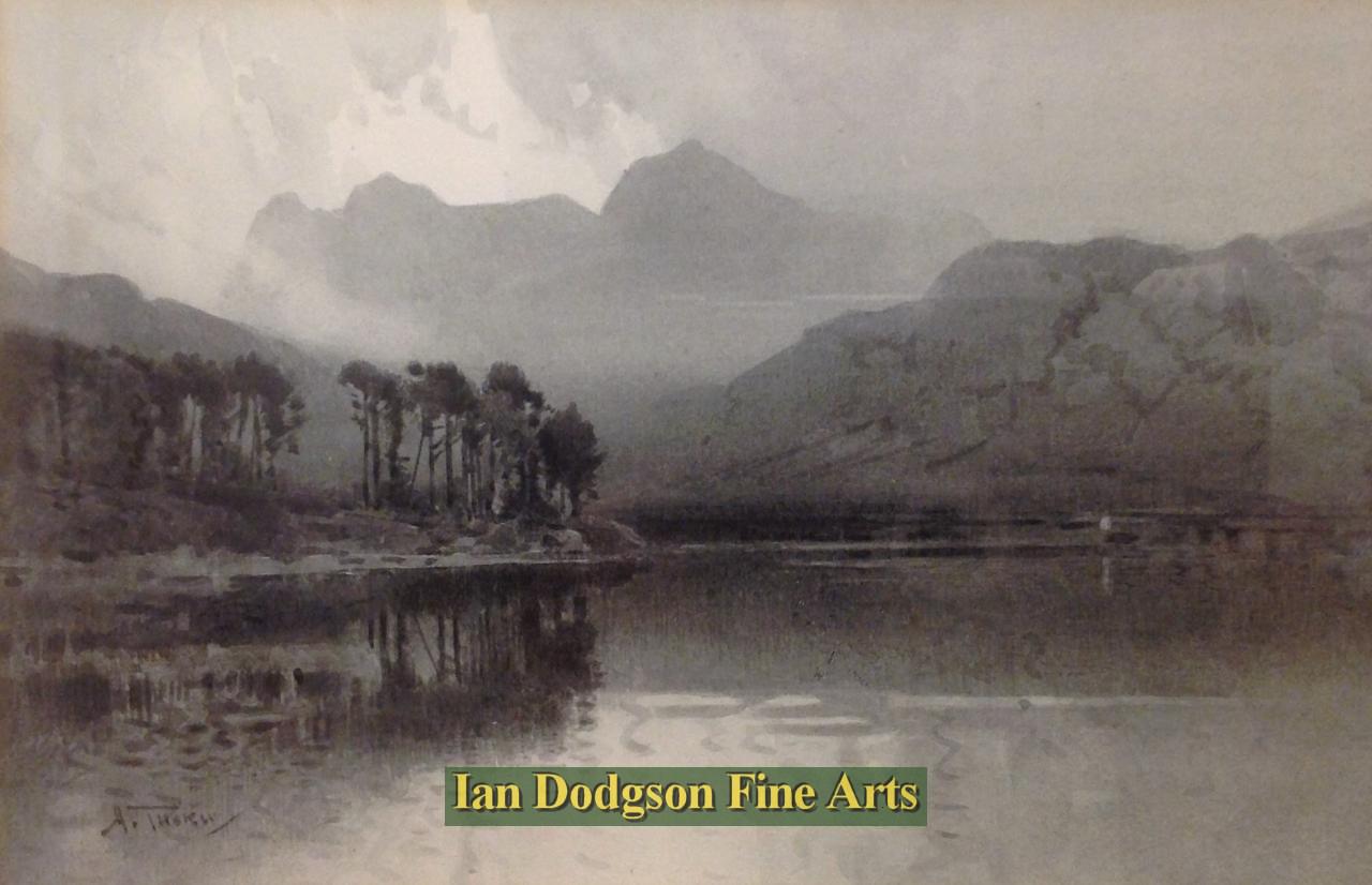 Langdales from Blea Tarn by Arthur Tucker