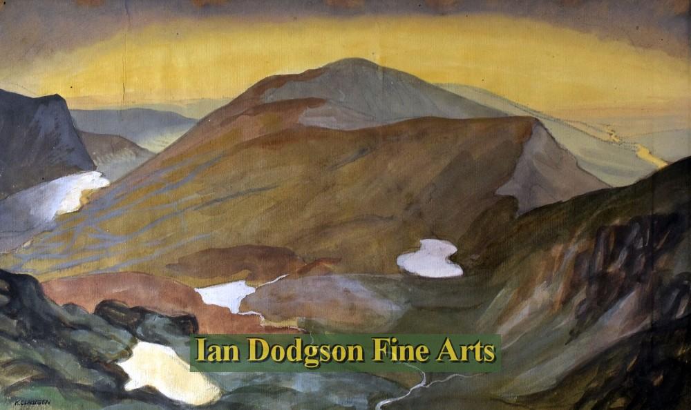 Katherine (Kitty) Clausen - Moel Eilio & Cwm Clogwyn, Snowdon Watercolour (c1930)