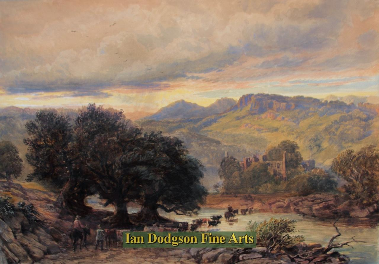 David Cox Jnr - The Ford- Evening Watercolour (1850)