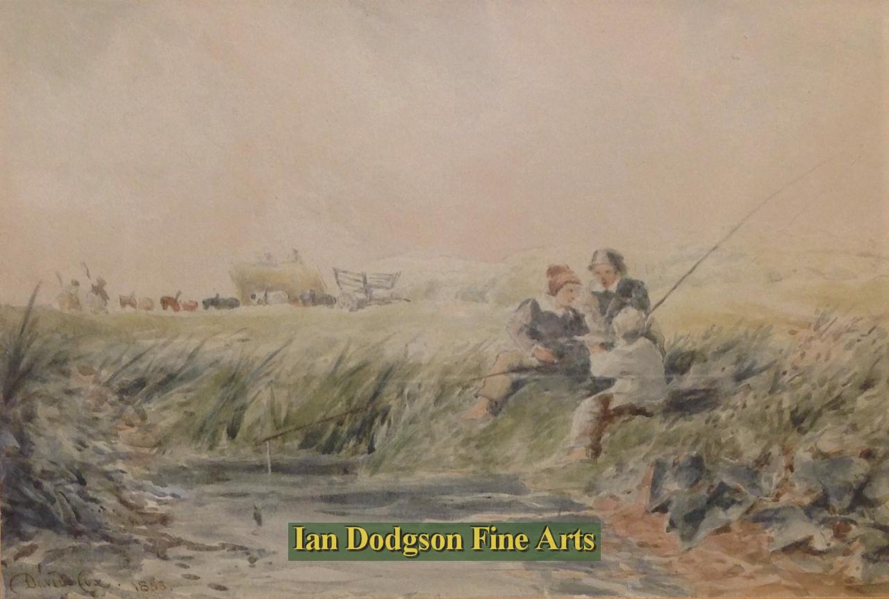 David Cox Jnr - Fishing Watercolour (1853)