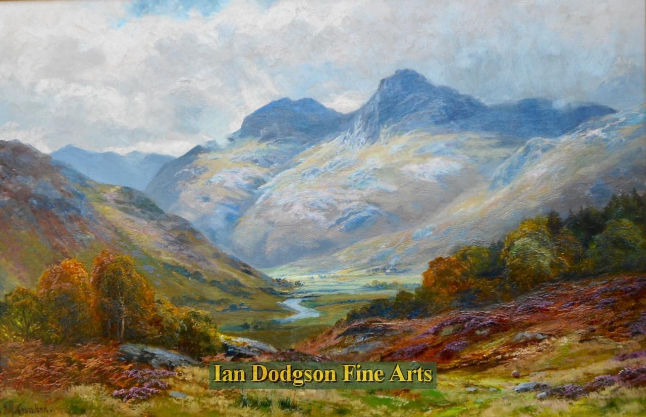 James Henry Crossland - The Langdale Pikes Oil on canvas (c1910)
