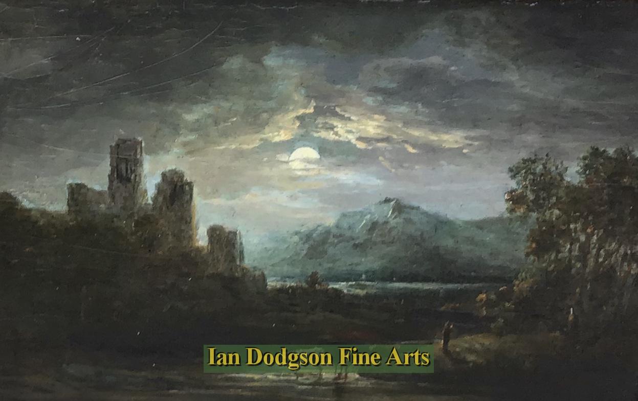 John Berney Crome - Moonlight scene Oil on panel (c1820)
