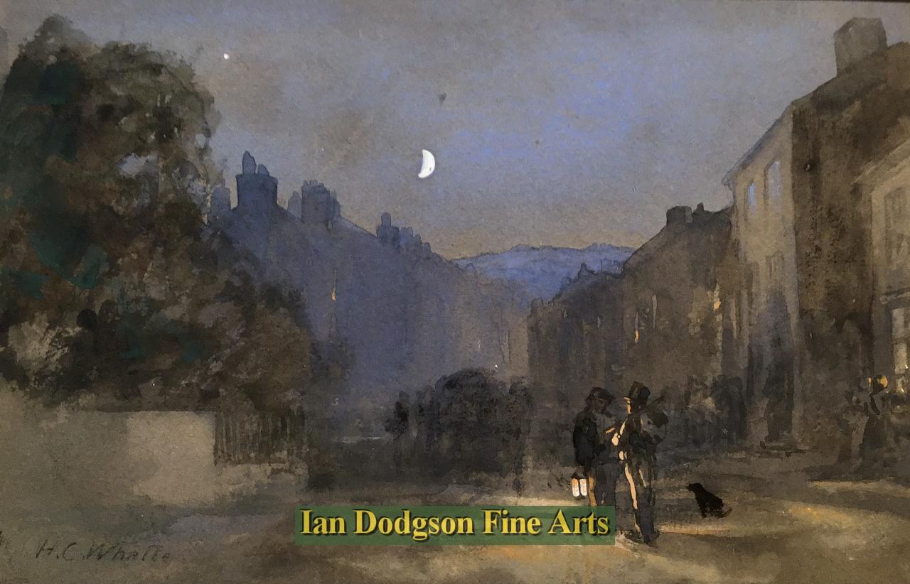 Nocturnal street scene by Henry Clarence Whaite