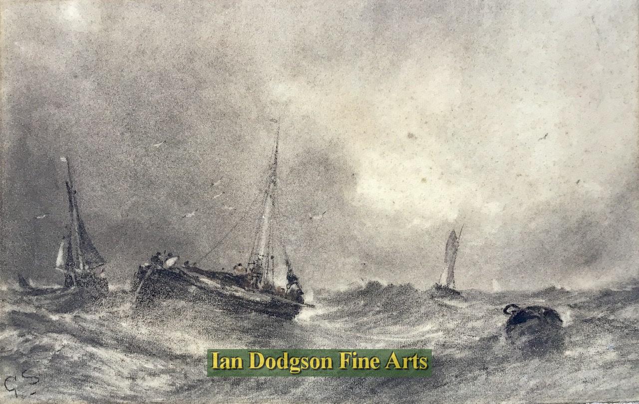 George Sheffield - Seascape, In a swell Charcoal on paper (c1880)