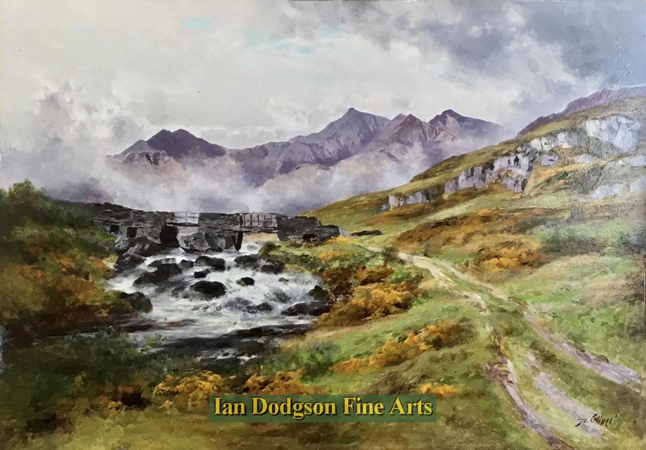 Alfred Oliver - Bridge at Plas y Brenin, Capel Curig Oil on board (c1920)